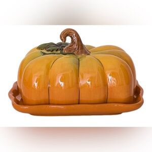 BLUE SKY CERAMICS NWT pumpkin butter dish -orange